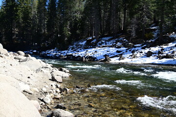 beautiful winter mountain river at Huntington lake