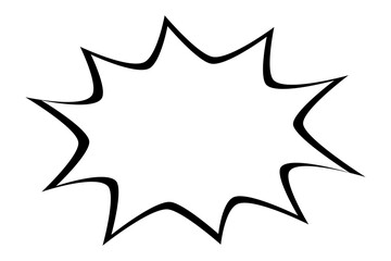 white comic explosion with black outline frame for speech bubble, poster border, sticker design, and cartoon highlight
