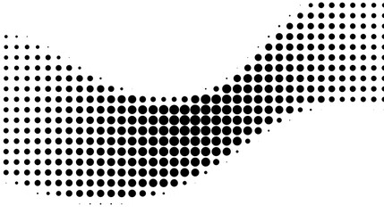 Black halftone wave pattern on transparent background