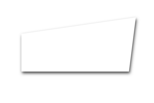 White geometric banner shape with soft shadow isolated on white or transparent background