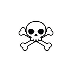 Skull and Crossbones Outline black and white Halloween vector icon