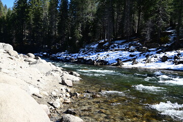 beautiful winter mountain river at Huntington lake