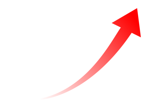 Red curved upward arrow with gradient effect - Powered by Adobe