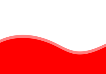 Red abstract wave border with smooth flowing curve design isolated on transparent background for banner, poster, and graphic layout decoration