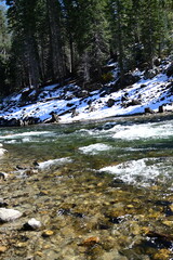beautiful winter mountain river at Huntington lake