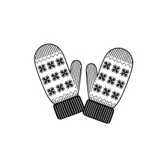 Winter Mittens with Snowflake Pattern Vector Illustration
