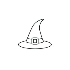 Witch Hat Outline minimal black and white Halloween vector icon