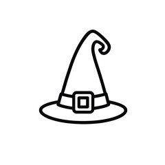 Witch Hat Outline pointed hat with buckle black and white vector