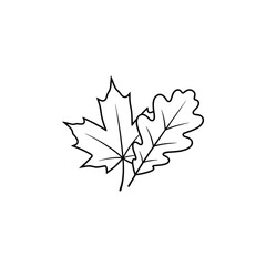 Autumn Leaves Outline black and white fall foliage vector illustration