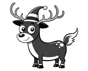 Cartoon reindeer wearing striped witch hat animal striped hat