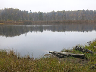 quiet lake Belskoye in the Moscow region in autumn