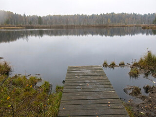 quiet lake Belskoye in the Moscow region in autumn