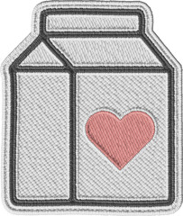 Colorful Embroidered Milk Carton With Heart