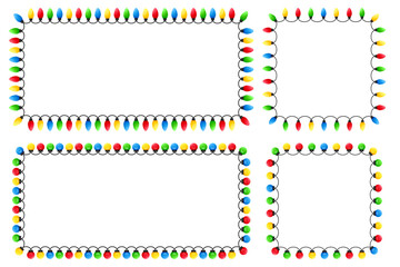 Vector image of Christmas lights. Festive decor and decoration made of colorful Christmas lights. Graphic element for your designs, Christmas cards, websites, banners, and posters.