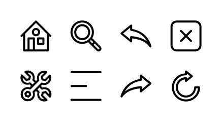 Essential UI Icon Set - Home Settings Search and Basic Navigation Control Elements