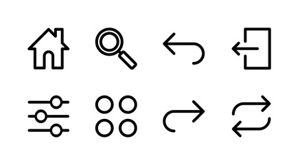 Essential UI Icon Set - Home Settings Search and Basic Navigation Control Elements