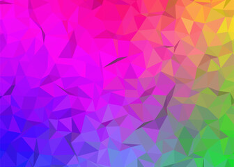Abstract Low Poly Background with a Vibrant Rainbow Gradient and Geometric Patterns