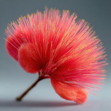 Red calliandra powder puff flower, clean isolated