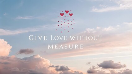 Cloud with raining hearts and encouraging message in the sky