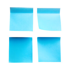Blue Memo Sticky Notes Isolated on Clear PNG Background.
