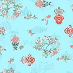 All Over Flower Design Seamless Pattern With Some Texture Digital Print Textile