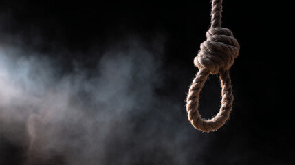 A hangmans noose hanging.