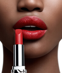 Female afro lips and red lipstick	