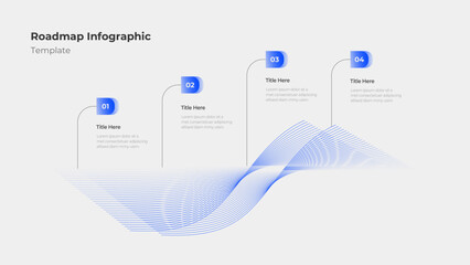 Business Roadmap Infographic Template with 4 Steps Wavy Timeline Design