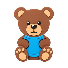 Fototapeta premium Cute 3D teddy bear sticker with soft fur texture, perfect for kids’ designs, scrapbooks, and cute decoration. Isolated on white or transparent background. PNG format.