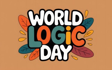 World logic day celebration with colorful typography and autumn leaves