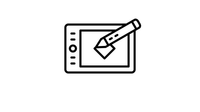 Stylus drawing a shape on a graphic tablet icon animation