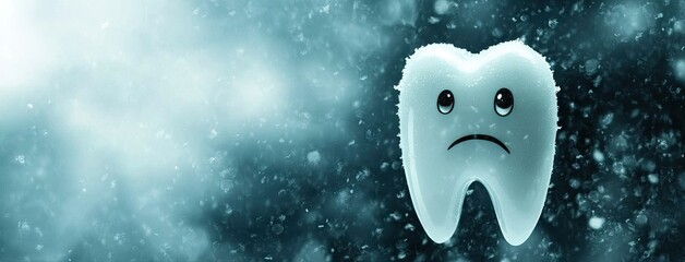 Obraz premium A lonely tooth with a sad expression gazes into the snowy landscape, capturing the essence of winter's chill and isolation