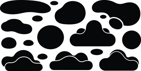 Abstract black and white cow pattern or texture background, incorporating cloud shapes and natural elements vector illustration