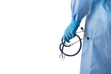 Healthcare Professional with Stethoscope isolated on white background