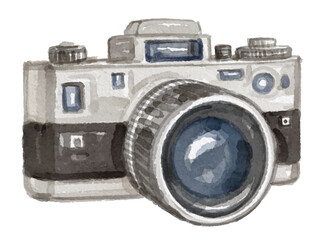 Hand painted watercolor camera isolated