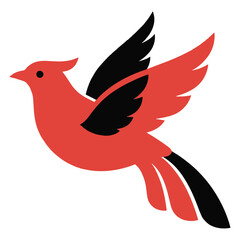 Cardinal in Flight Red and Black Minimalist Vector with Spread Wings lackers