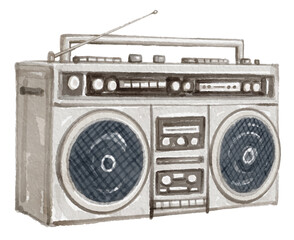 Obraz premium Watercolor old radio isolated on white background