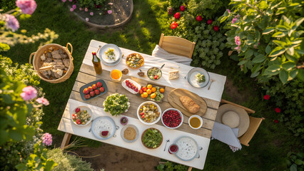 snack table at an outdoor party