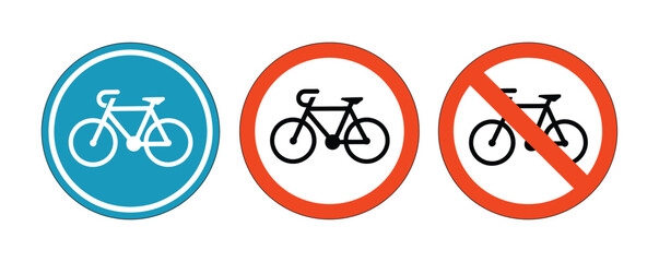 Clear cycling route markers for urban planners and safety campaigns, showcasing designated bike paths and no-cycling zones, essential for promoting safe and responsible cycling practices © Akhi