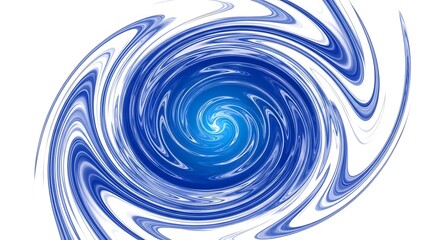 Vibrant Blue Swirling Vortex Abstract: Dynamic Liquid Energy with Bright Core on Clean White Background