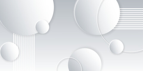 Abstract gray background with white circle simple. overlap layer on bright space with lines studio art simple good nice. Digital future technology concept simple art modern design vector background. 