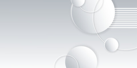 Abstract gray background with white circle simple. overlap layer on bright space with lines studio art simple good nice. Digital future technology concept simple art modern design vector background. 