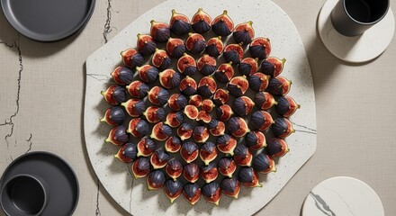 Stunning Fresh Figs Arranged Artfully on a Decorative Platter Ready to Enjoy