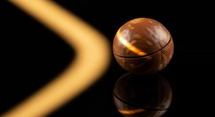 Stunning Studio Shot of Macadamia Nut on a Reflective Surface with Focused Light