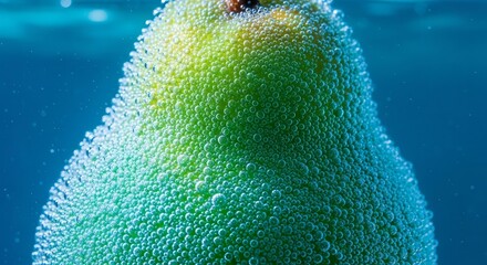 Submerged Pear with Bubbles: A Fresh and Refreshing Underwater Composition