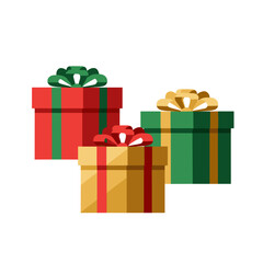Colorful Christmas gift boxes with bows in flat design illustration