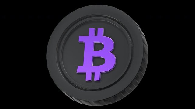 bitcoin 3D Animation, Alpha Channel, Transparent Background
