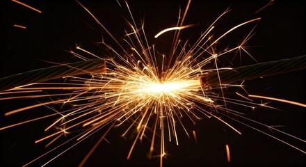 A broken cable sparks intensely in the darkness, releasing radiating energy