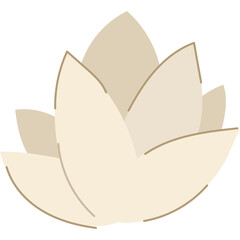 Soft Beige Lotus Flower Illustration with Delicate Petals and Golden Outline on Transparent Background Peaceful Symbolism