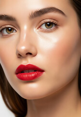 Close-Up Beauty Portrait with Red Lipstick